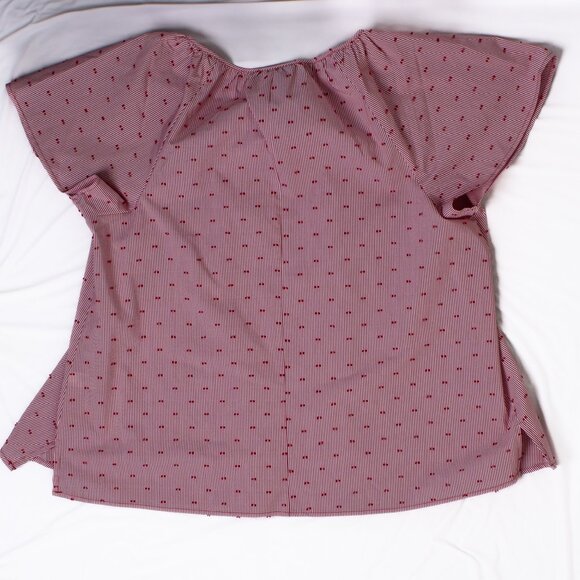 Lane Bryant 18/20 Pink & White Striped Peasant Blouse With Tassel Tie - Picture 7 of 8